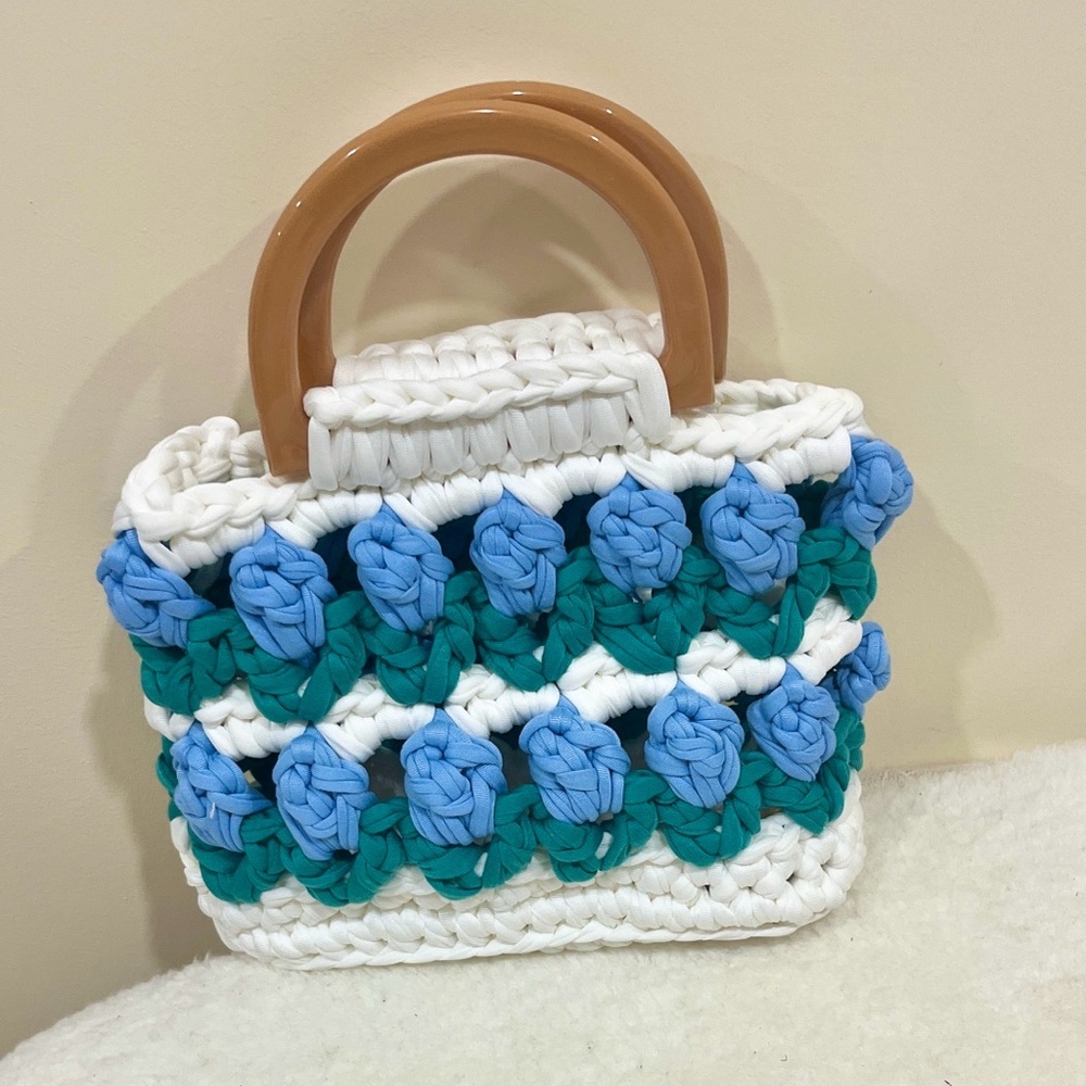 Handmade Crochet Tote Bag, Kawaii Handbag, Boho Purse